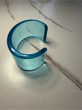 Blue Acrylic Cuff Bracelet - Sleek Transparent Statement